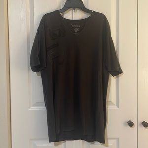 Guess Los Angeles Men’s SZ L Cut V Neck Short Sleeve Raised Graphic Tee 1981